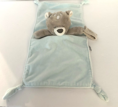 Carters Gray Bear Blue Lovey Security Pacifier Holder Knotted Corners Rattle