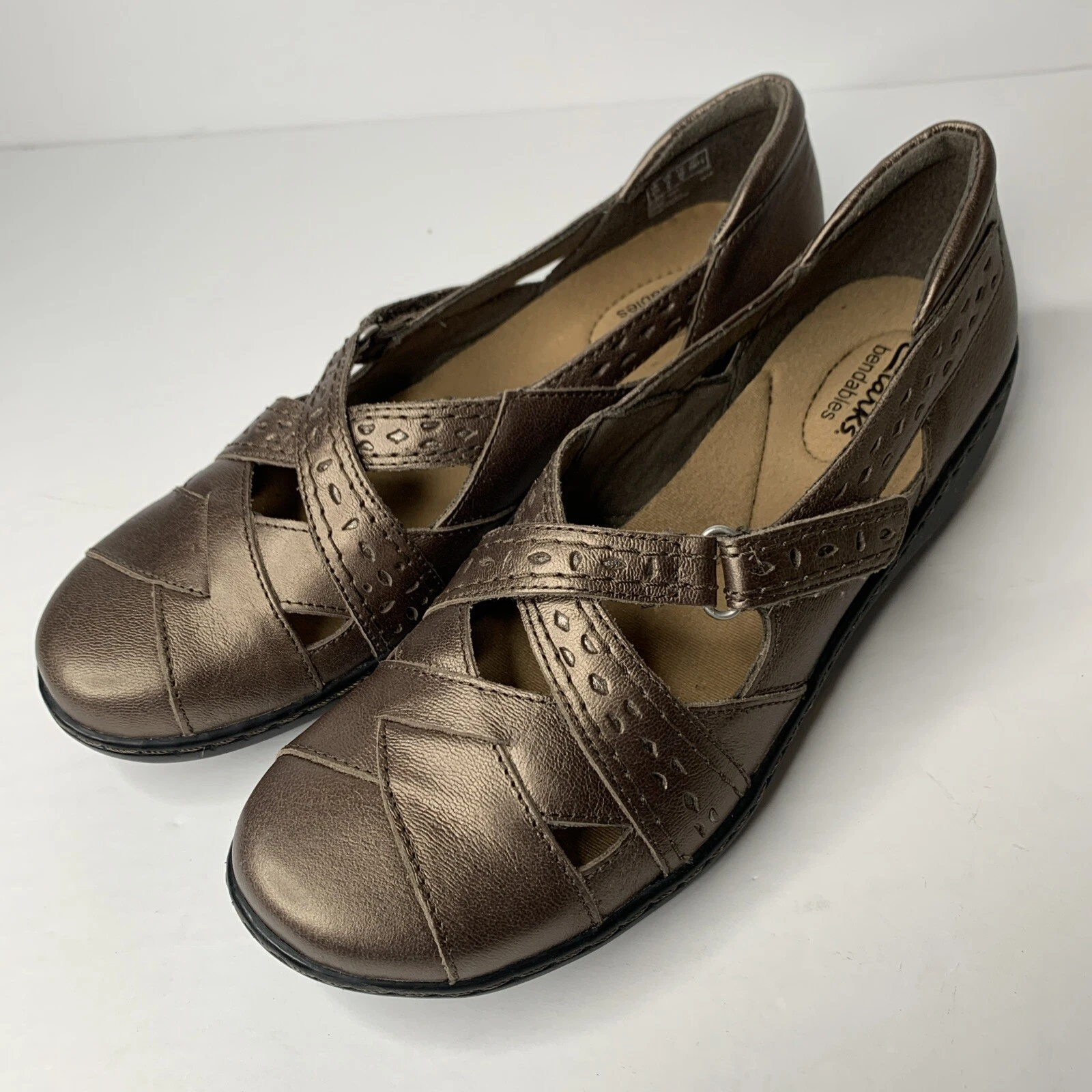 Mocassino donna Clarks Bendables Ashland Spin Q peltro slip on taglia 9N comodo