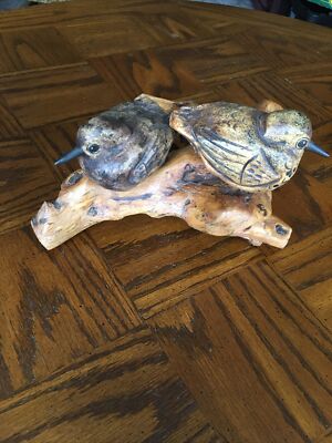 OOAK! Handmade Pair Of Shorebirds On Driftwood Duluth Artist R. Naddy