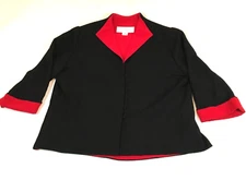 VTG Mark Heister Womens Wool Top Sz XS US L Red Black 3/4 Sleeve Buttons NWOT