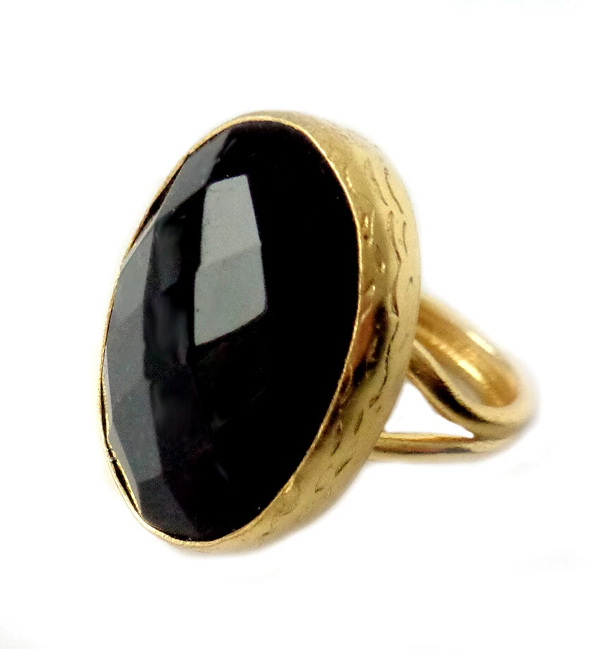 ONYX Ring groß ca. 2,8/2,2 cm Messing vergoldet + Geschenkbox IFRXXL bl