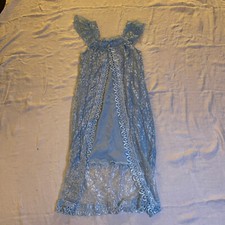 Blue Lace Sheer Nightgown - Open Front Long in Back - Medium