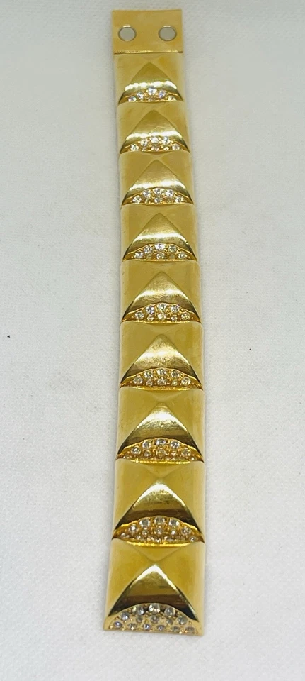 Pulsera CC Skye Golden Nugget Pave chapada en oro de 18 quilates cristales de Swarovski se adapta a 7" Foto 3 de 4