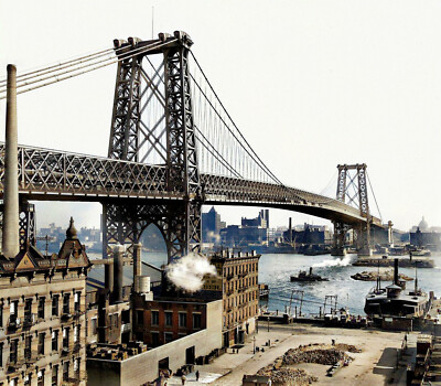 The East River circa 1905. Williamsburg Bridge 14 x 11'' Photo Print