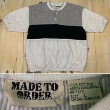 MADE TO ORDER - Vtg Black  White Banded Grandpa Skate Polo Shirt, Mens LARGE
