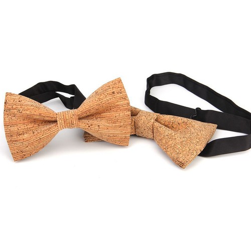 Adjustable Cork Wood Bow Ties for men Wooden Bow Tie Men's Handmade Solid Bowt ) - Picture 6 of 48