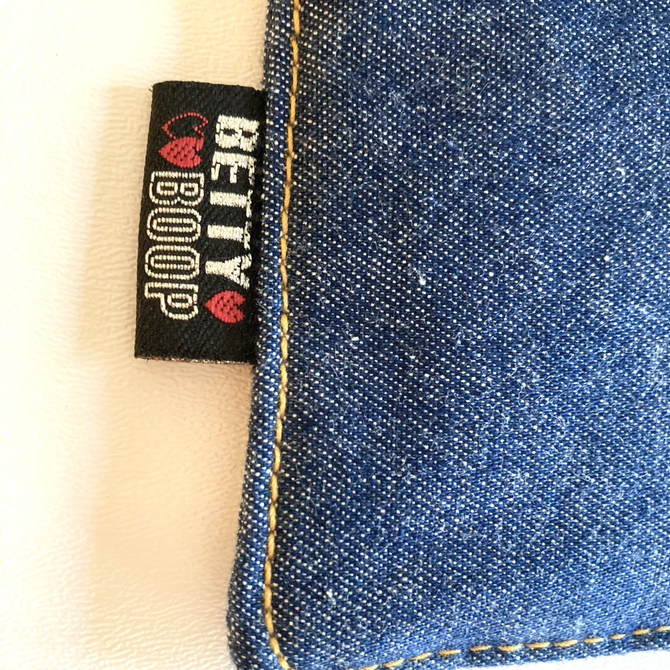 Bolso Bandolera Betty Boop 2000 Y2K Azul Denim Ajustable Correas Anchas Logo Cremalleras Foto 3 de 4