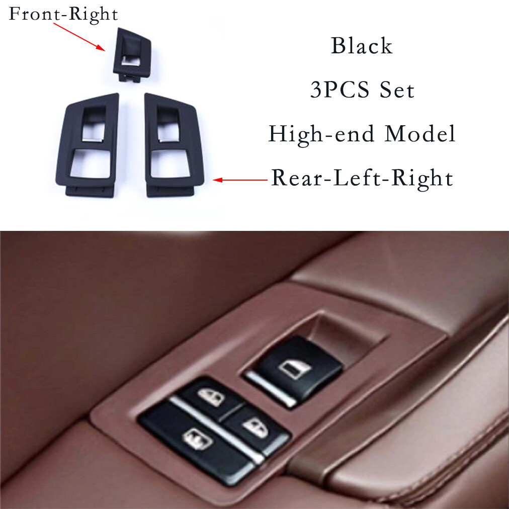 BMW 5 Series F10 F11 F18 Window Switch Button Frame 3-Piece Set Black Trim OEM Style