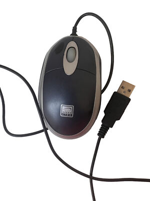 USB 3D Wired Optical Mini Mouse Mice For PC Laptop Computers - Black + Silver