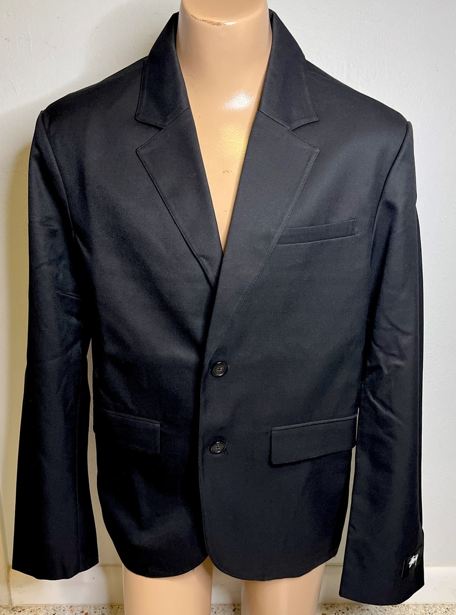 STUSSY Sport Coat Large NWT 115607 Black Blazer Jacket 2 Button | eBay