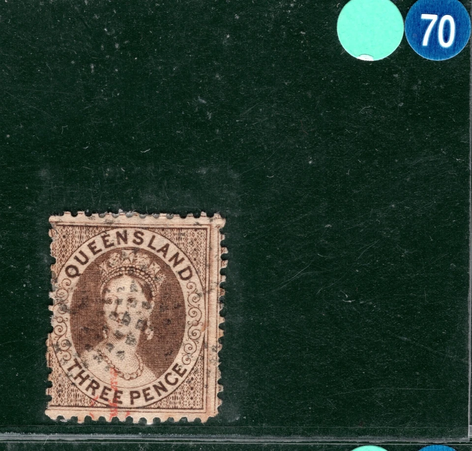 Australia States QUEENSLAND CHALON SG77 3d Brown (Perf 12) Used Cat £225 LBLUE70 - Image 3 of 4