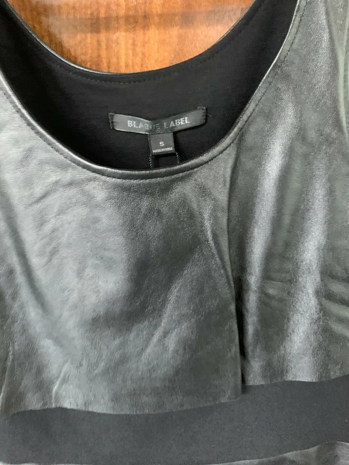 Vestido de cuero negro con etiqueta BLAQUE para mujer talla: pequeño Foto 3 de 4