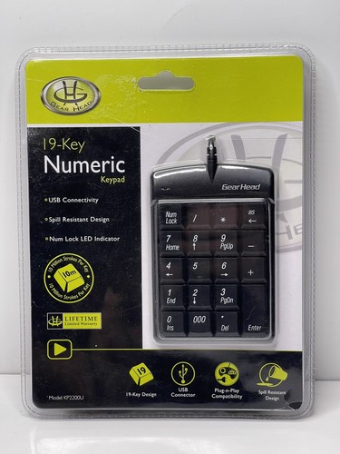 Gear Head 19-Key Numeric Keypad KP2200U USB Plug n Play Sealed Pkg - Picture 11 of 12