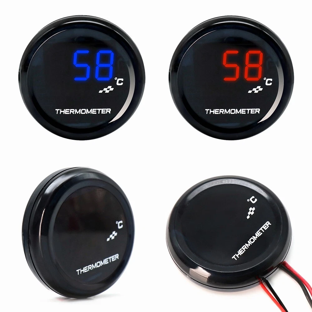 Medidor de temperatura del agua digital LED de 22 mm rojo/azul para motocicleta medidor automático
