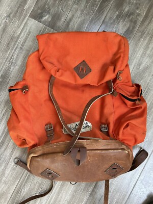 Sac à Dos Vintage Alpine Designs Boulder Colorado Rouge - Taille Moyenne, Cuir Et Toile