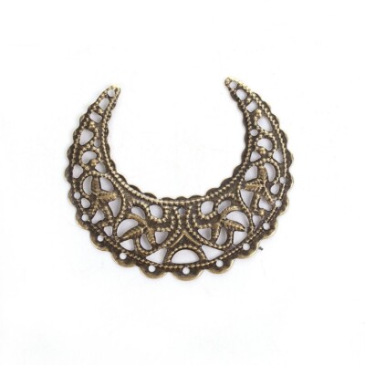 Half Moon Filigree Connectors - Antique Bronze Color Charm Jewelry Making 10Pcs