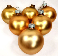 Vintage 1960s Shiny Brite Gold Glass Christmas Ornament Made In USA Set Of 6