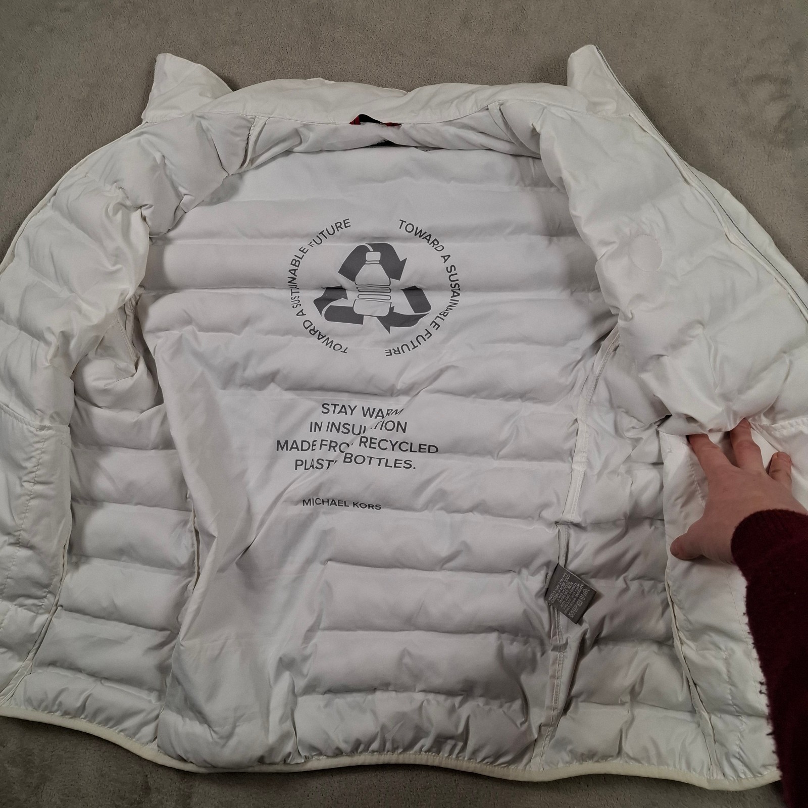 Michael Kors Jacket Mens Large White Puffer Quilted Insulated Recycled thumbnail 5