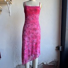 My Michelle Vintage Pink Mesh Glitter Y2k Dress Women M Whimsigoth Fairy Floral