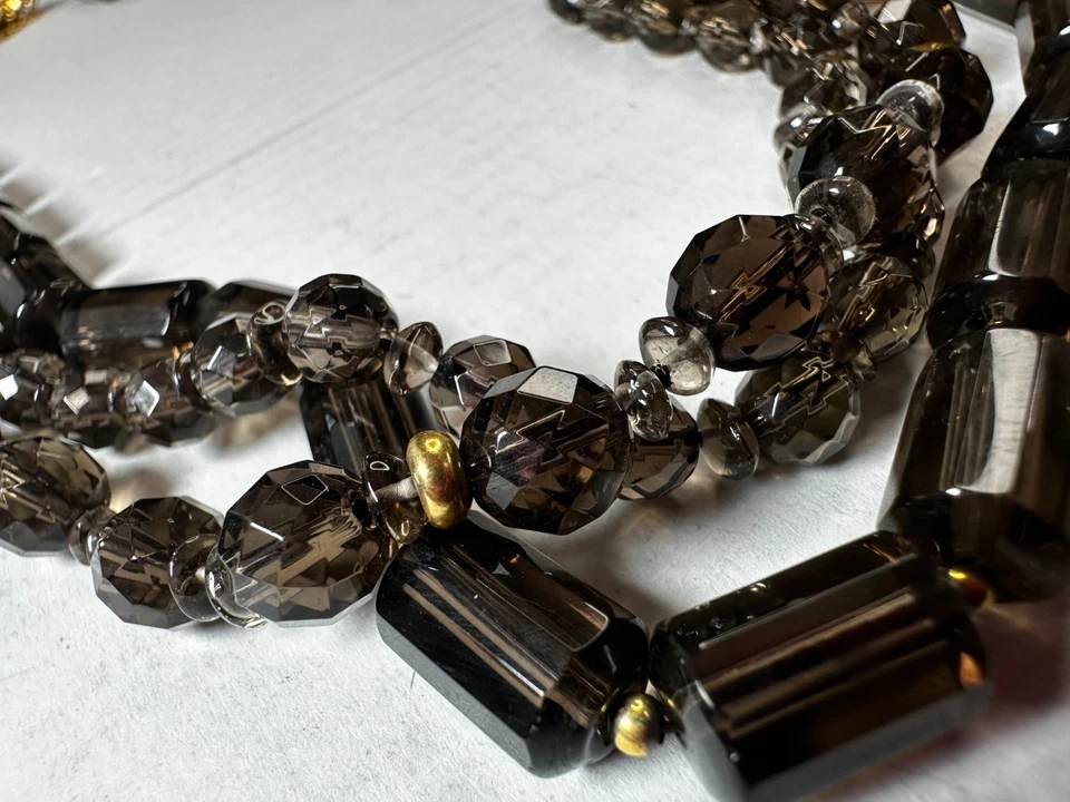 Collar Lucoral Lucas Lameth Cuarzo Ahumado Cuentas Multihilo 925 Marrón Foto 3 de 4