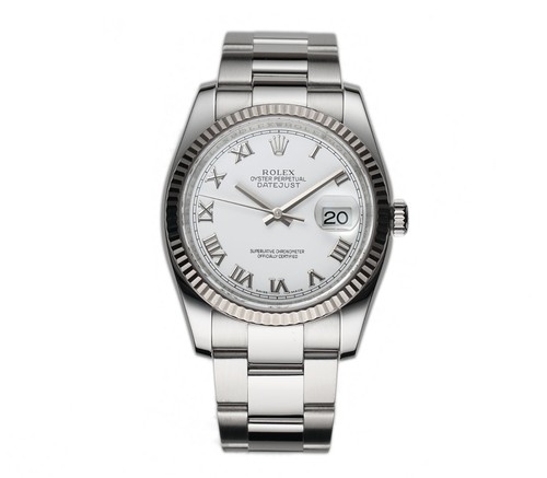 Rolex Datejust 36mm Fluted Bezel Steel White Roman Dial 116234