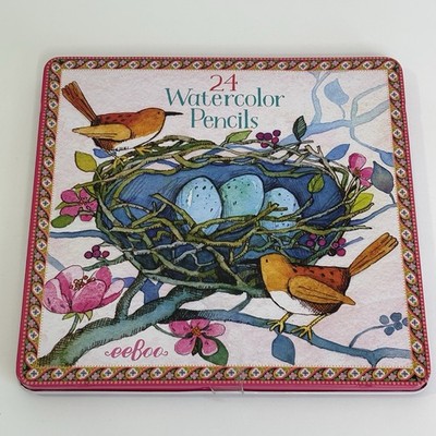 Eeboo Birds In Nest Watercolor Pencils 24 Count NEW