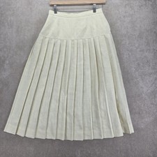 JH Collectibles Womens Pale Yellow Skirt Pleated Calf Length Union USA Vtg 12