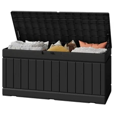 Outdoor Storage Box 82 Gallon Storage Bin with Lid for Patio Furniture