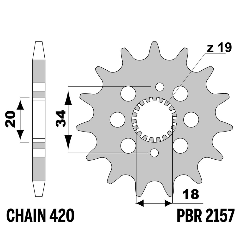 Pignon avant PBR 15 dents pas 420 pour moto Honda CRF150RB de 2021 à 2024