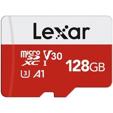 Lexar 128GB Micro SD Card, microSDXC UHS-I Flash Memory Card with x1