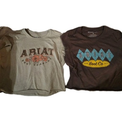 Ariat Women's Graphic Logo Tee Western Cowgirl M SEXY MIDRIFF BELL TOP X2