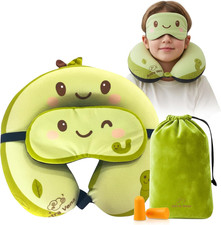 Child Travel Sleep Mask and Pillow Set - 2 in 1 Cute Character Design for Kids R