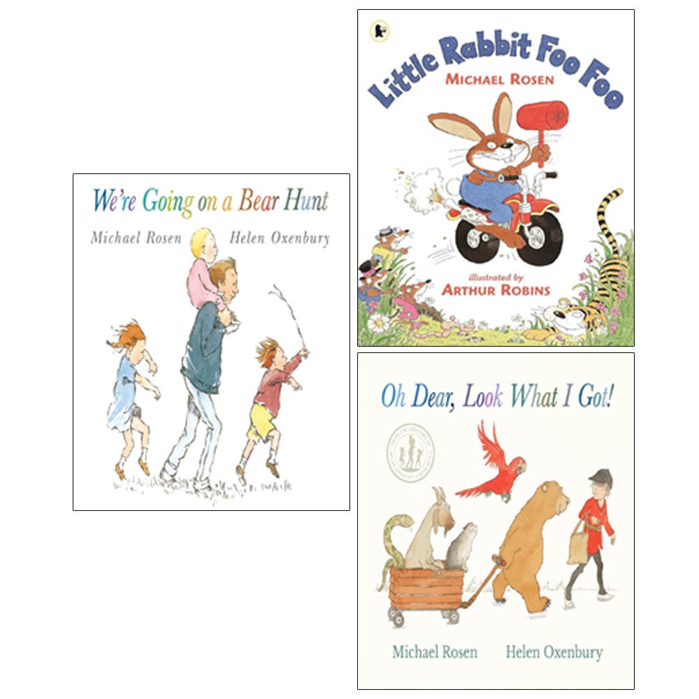Michael Rosen Collection 3 Books Set We're Going on a Bear,Little Rabbit Foo Foo