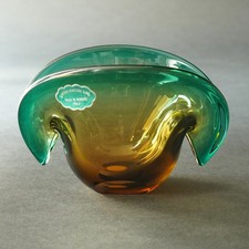 Vase En Verre Seguso Coquillage Murano Venise Turmaline Et Couleurs Ambre V.AIO