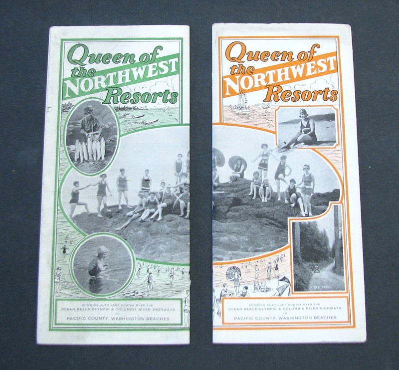 #137 - 2 neat 1930s QUEENS of the NORTHWEST RESORTS Ocean Beaches WASHINGTON