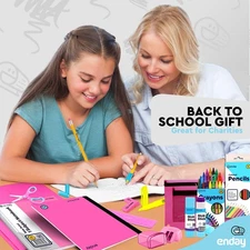 Enday Back to School Supplies Kit, 71-Piece Premium Quality School Supply Box,