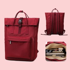 Women Waterproof Backpack Roll Top Laptop School Large Capacity Travel Bag UK