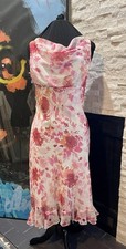 B Smart Floral Pink White Y2K Fairy MIDI Dress Size 12 Garden Spring Party Beth