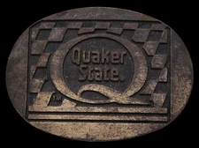 HL31134 VINTAGE 1970s OVAL-SHAPED **QUAKER STATE** BRASSTONE BUCKLE