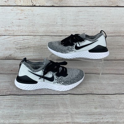 Nike Epic React Flyknit 2 Womens Sz 6 White Oreo BQ8927-102 Running Walking