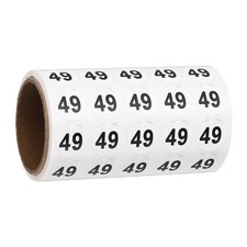 0.6" Small Round Number Stickers Roll, 1000 Pcs Circle Labels, Black Number 49