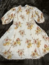 Zimmerman Rosa Linen Dress - Sz 1 (US 6) - Cream / Floral - Excellent Condition!
