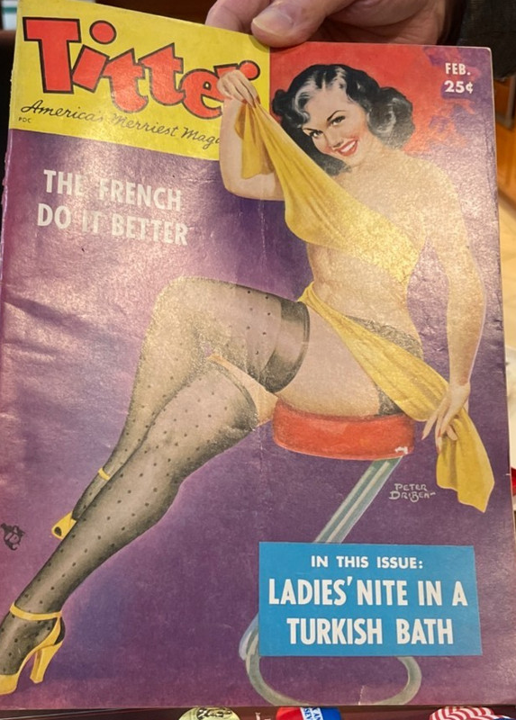 Titter Men's Magazine Feb 1952 French Ladies Turkish Bath Kissable Lana Blondes
