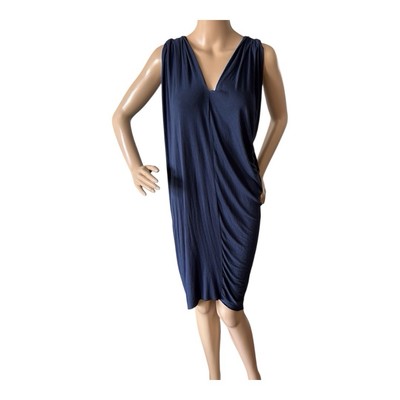 SENZE Navy Blue Draped Cover-Up Dress   Made in Italy Size S/M