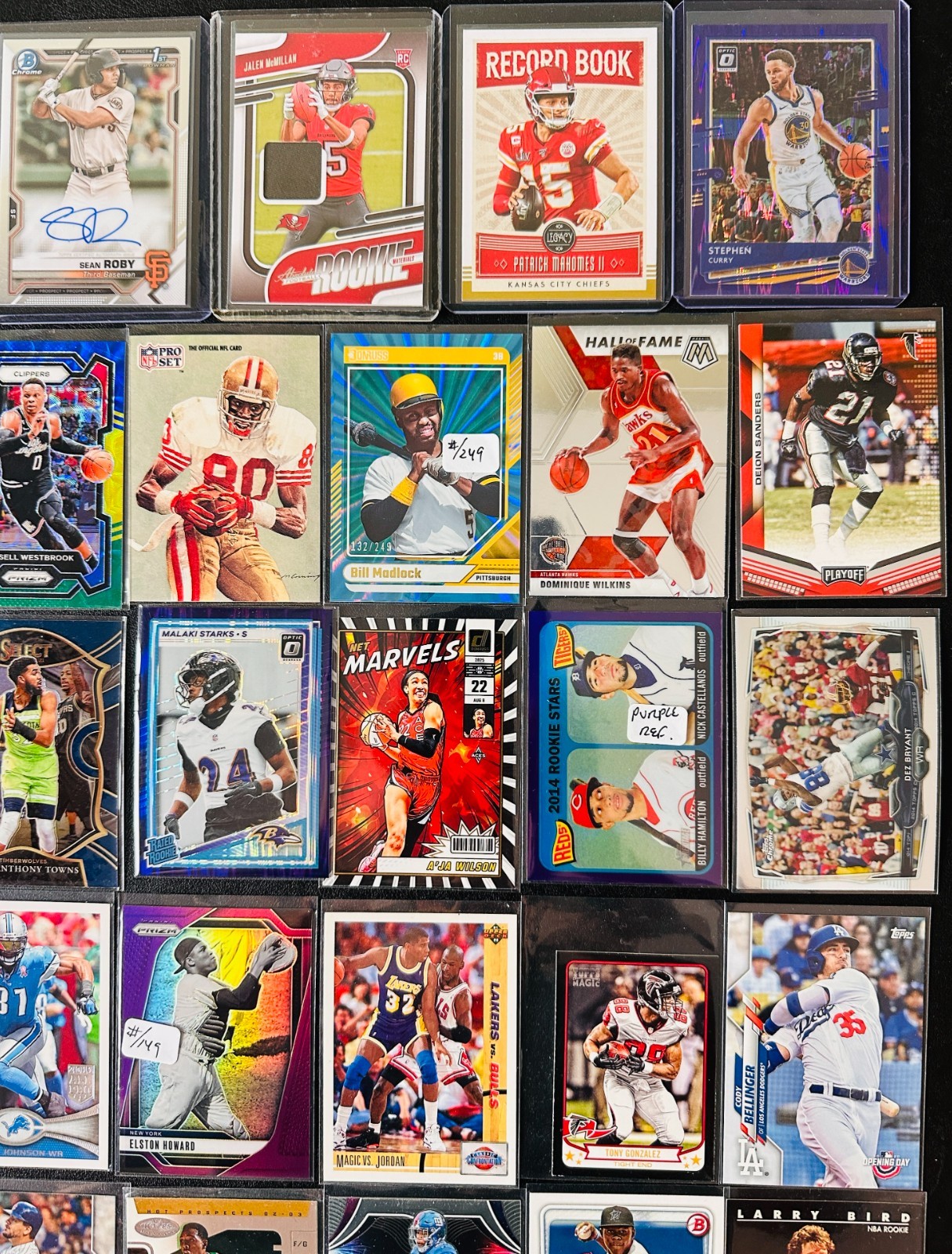 HUGE Sports CARD LOT! Jersey AUTO RC SP PRIZM Stephen Curry, Mahomes, Tom Brady! view 2