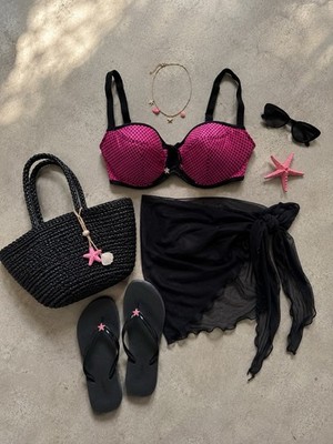 Neu mit Etikett: Curvy Kate Bikini Oberteil D K Cup | Pink-Schwarz | Größe 36DD