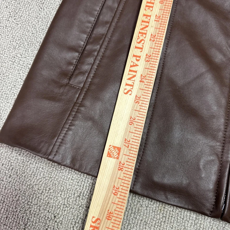 Denim & Co. Jacket Brown Leather Long Sleeve Full Zip Women’s Size Medium - Image 3 of 4