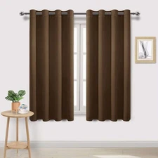 DWCN Brown Blackout Curtains 52x63" Thermal Insulated Room Darkening 2 Panels