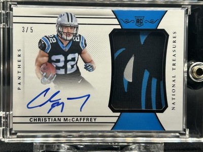 2017 National Treasures Christian McCaffrey RPA /5 #181 Rookie Patch Auto RC
