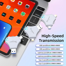 Mfi USB 3.0 Flash Drive 128GB 3-In-1 External Memory Photo Keeper for Iphone/Pc